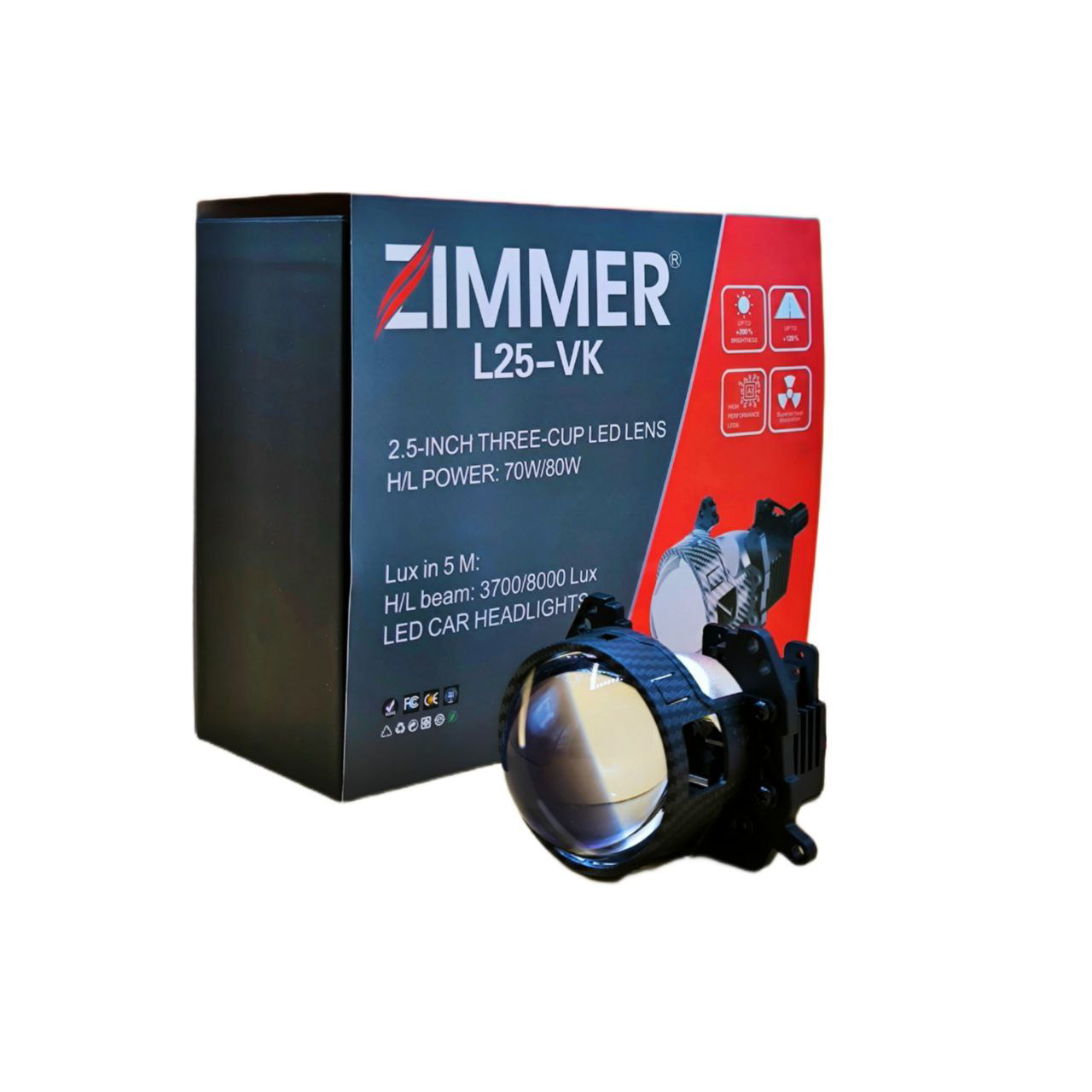 لنز  چراغ  ZIMMER L25 VK توان 80 وات ( بسته دو عددی )